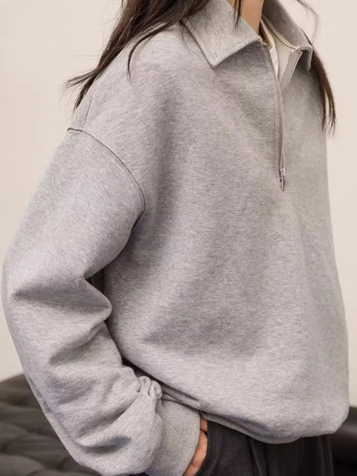 Quarter-Zip Long Sleeve Sweatshirt — front view