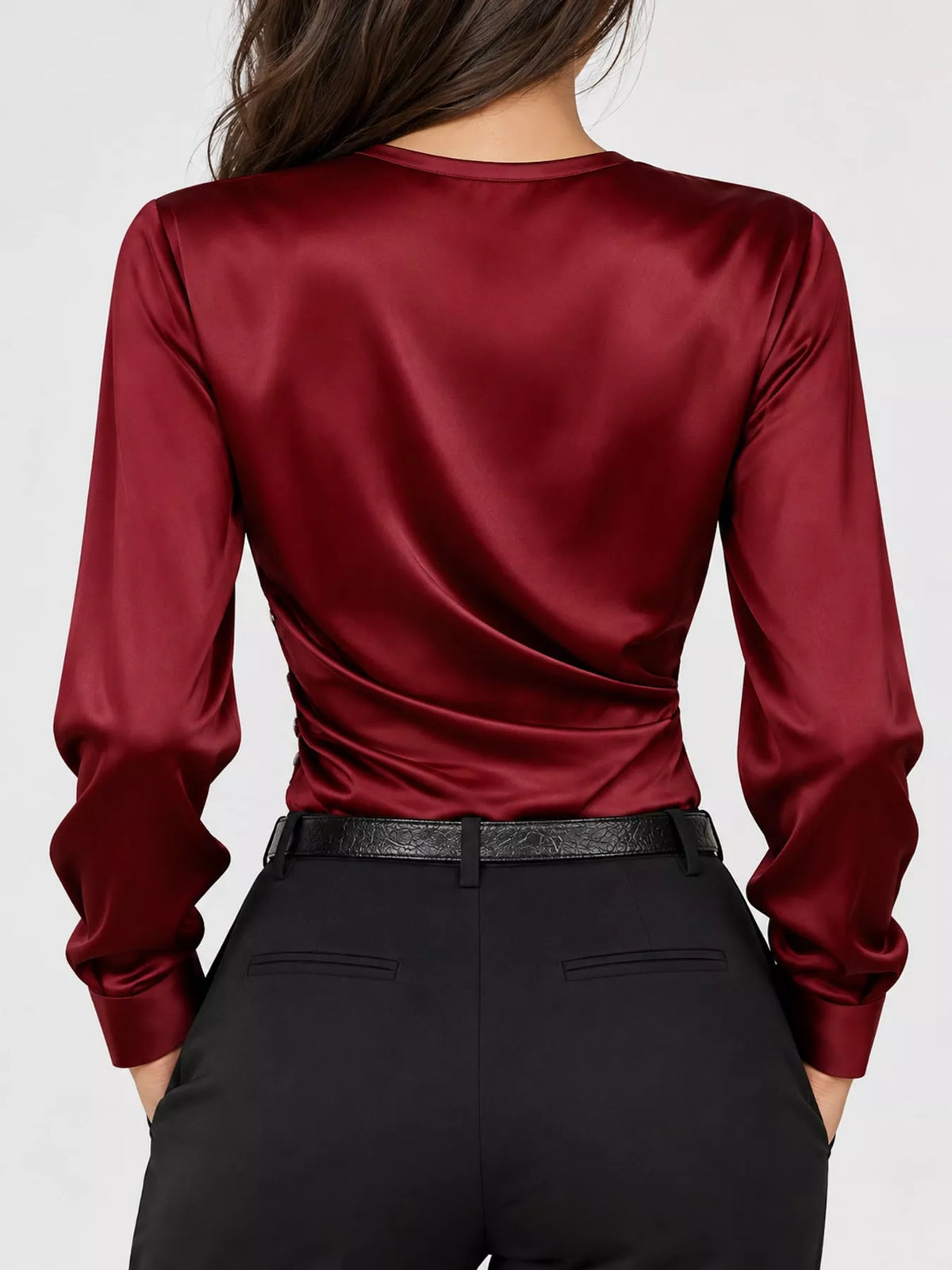 Surplice blouse, red back