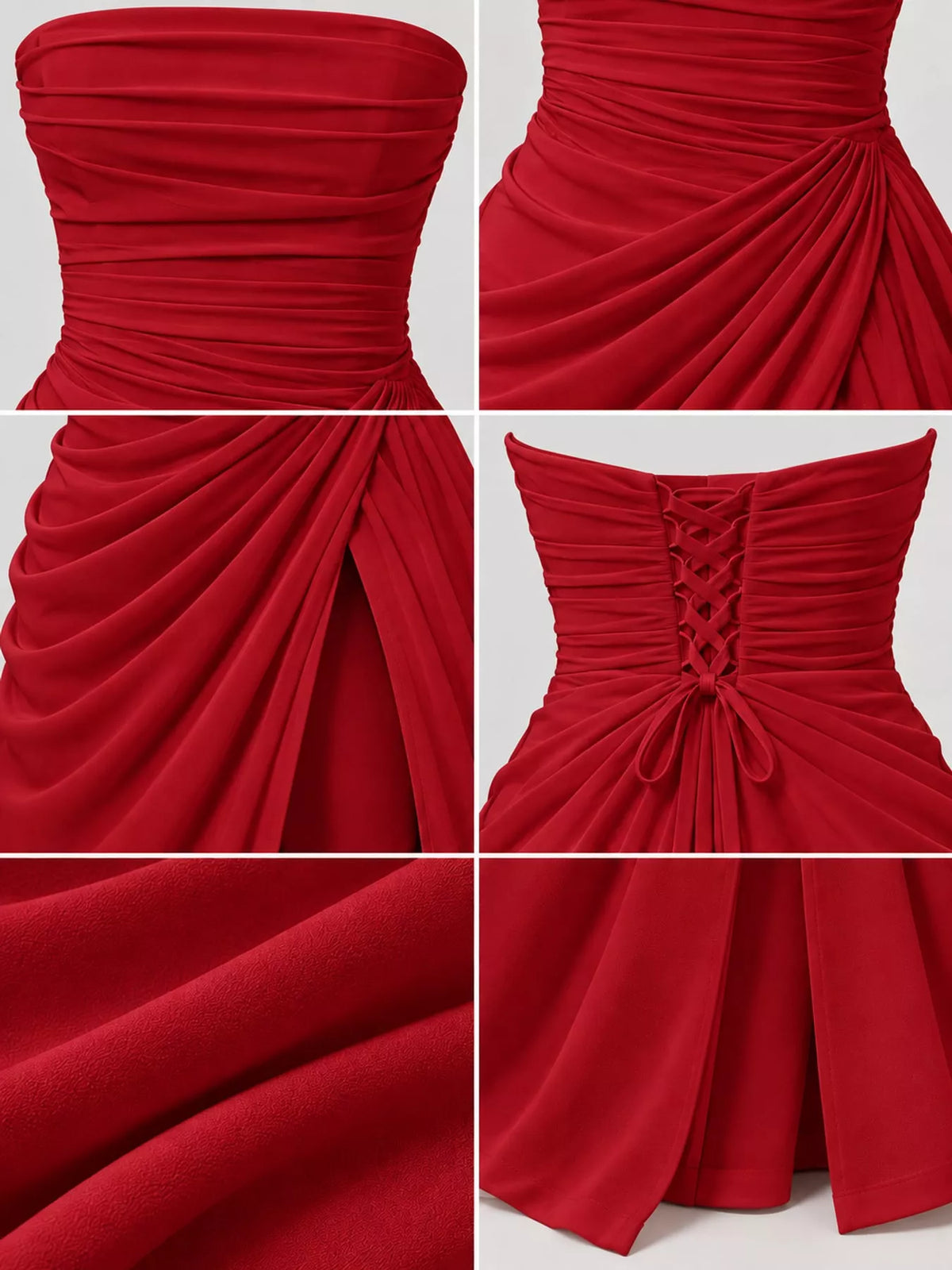 strapless maxi dress, construction and design details