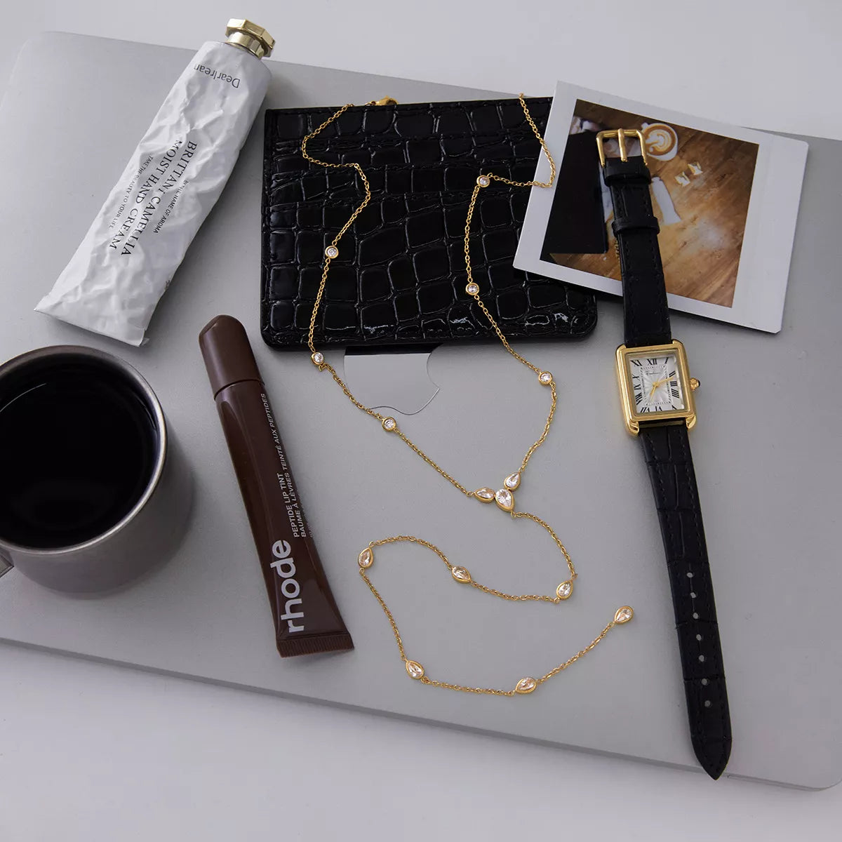 Trendsi 18K Gold-Plated Zircon Chain Necklace -