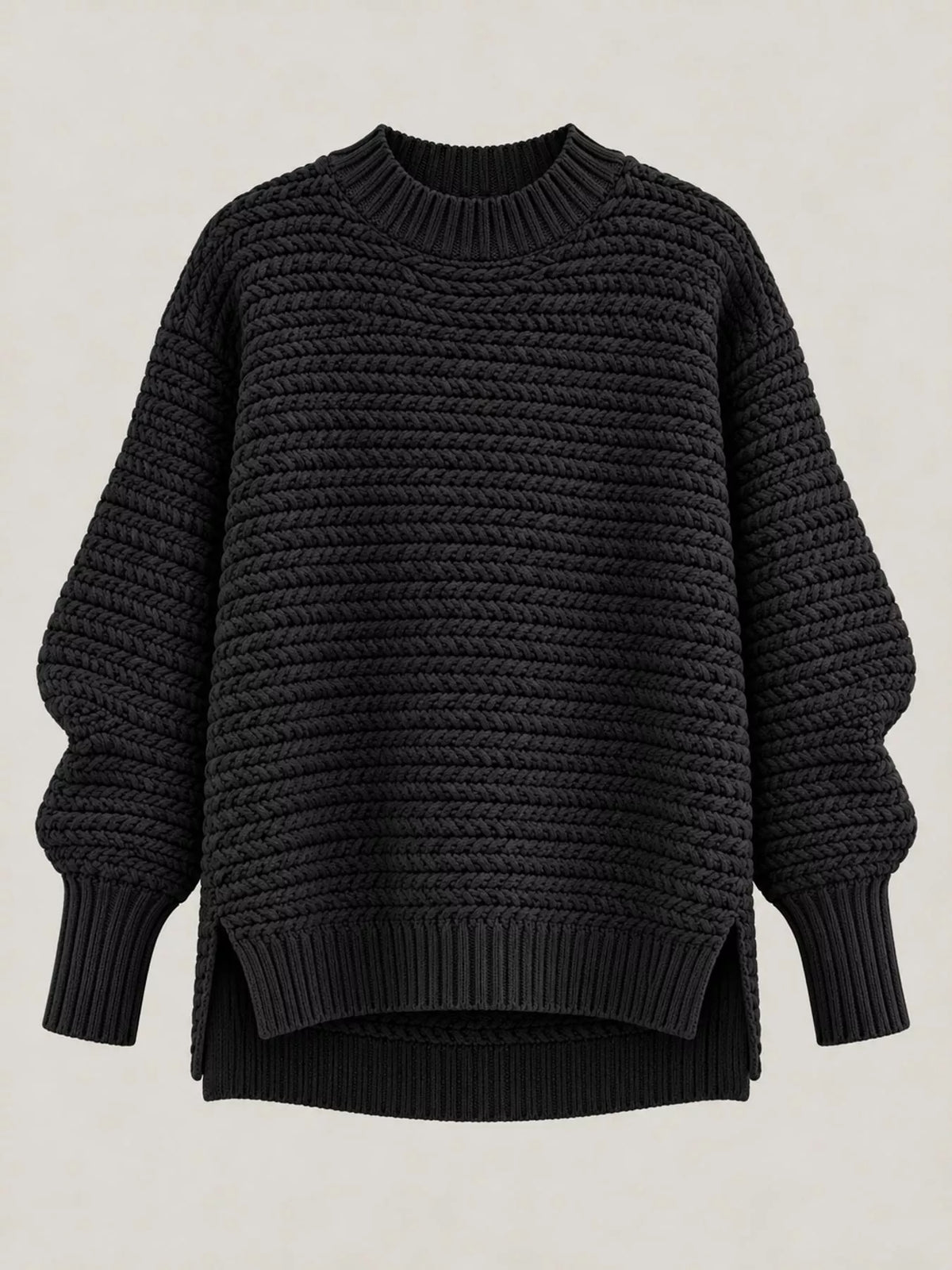 Round neck long sleeve sweater, product view