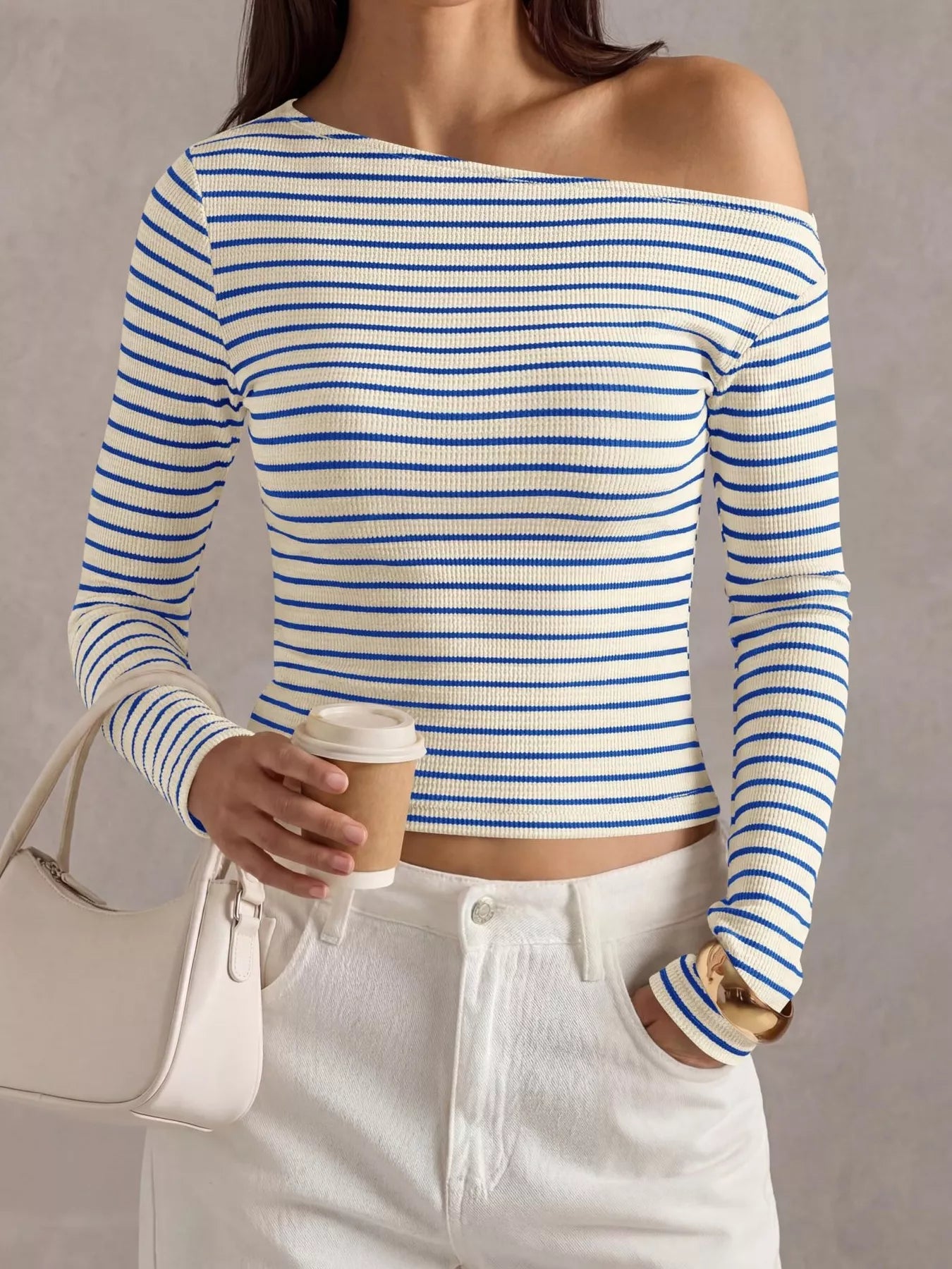 Trendsi Striped Ribbed Long Sleeve T-Shirt -