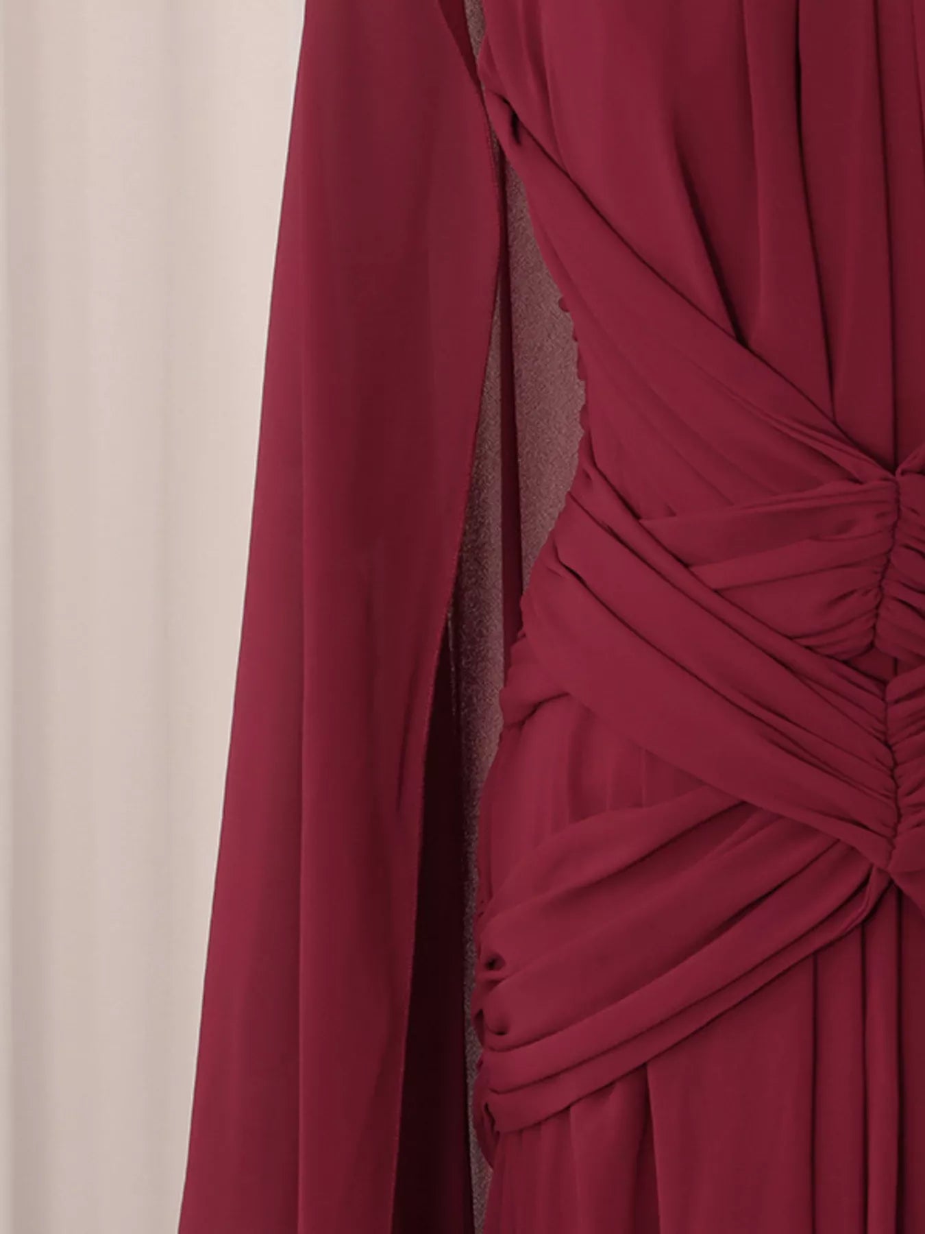 Trendsi Ruched Halter Neck Cape Maxi Dress -