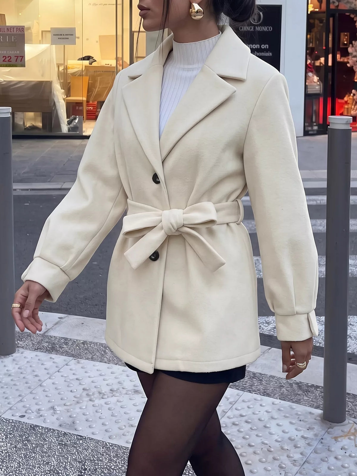 Belted lapel jacket