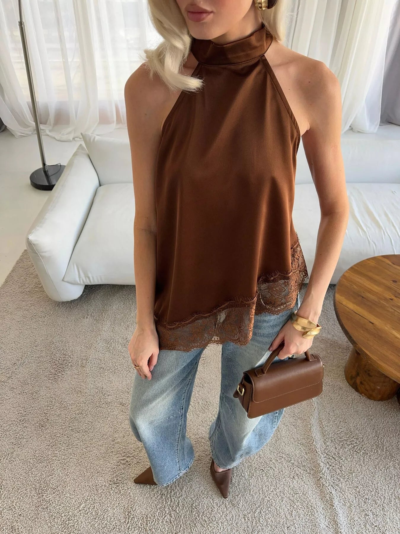 Trendsi Asymmetric Lace Hem Cami -