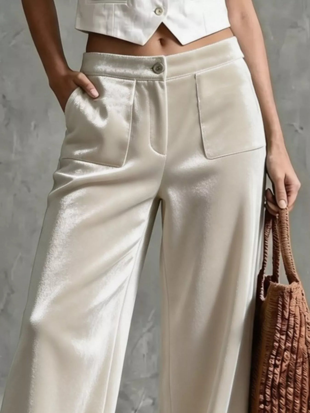 Trendsi Full Size Velvet Wide-Leg Pants Plus Size -