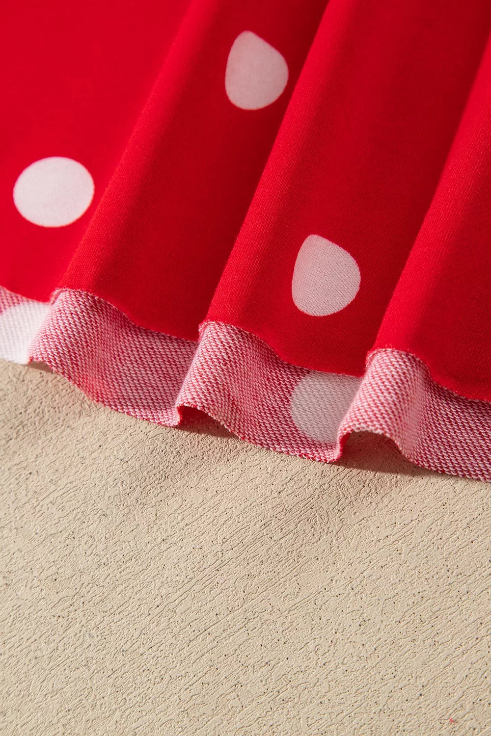 Polka Dot Raw Hem Top and Skort Set, hem detail
