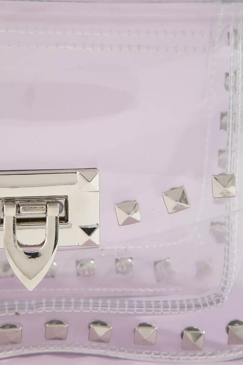 Women's Clear Studded Crossbody Bag With Chain Strap Stadium Bag — product view 4