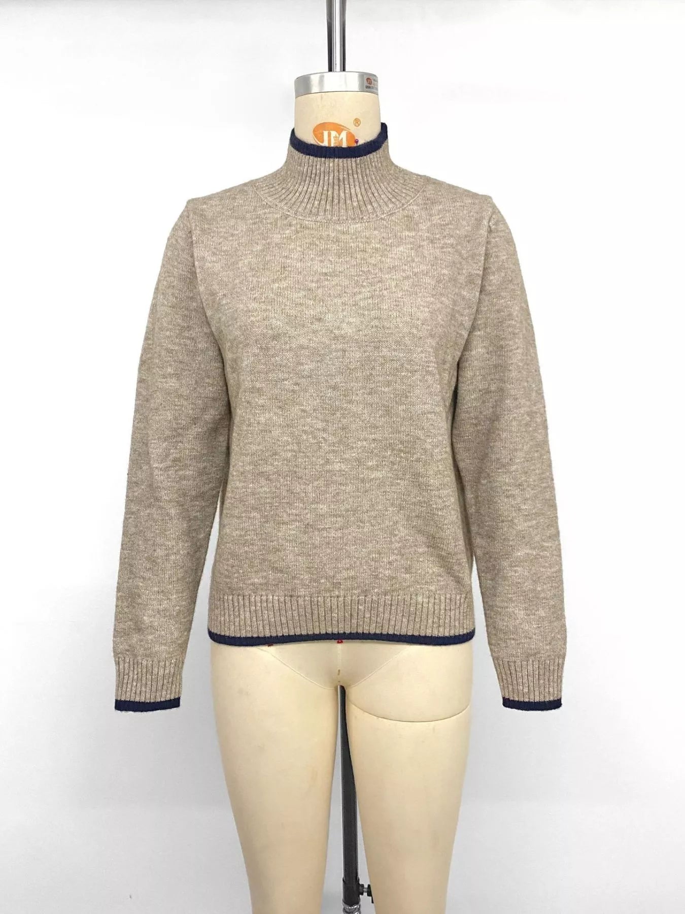 Trendsi Cozy Mock Neck Sweater with Contrast Trim -