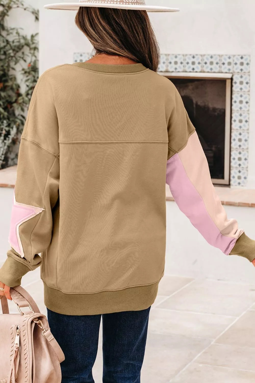 Trendsi Star Patch Crew Neck Sweatshirt -