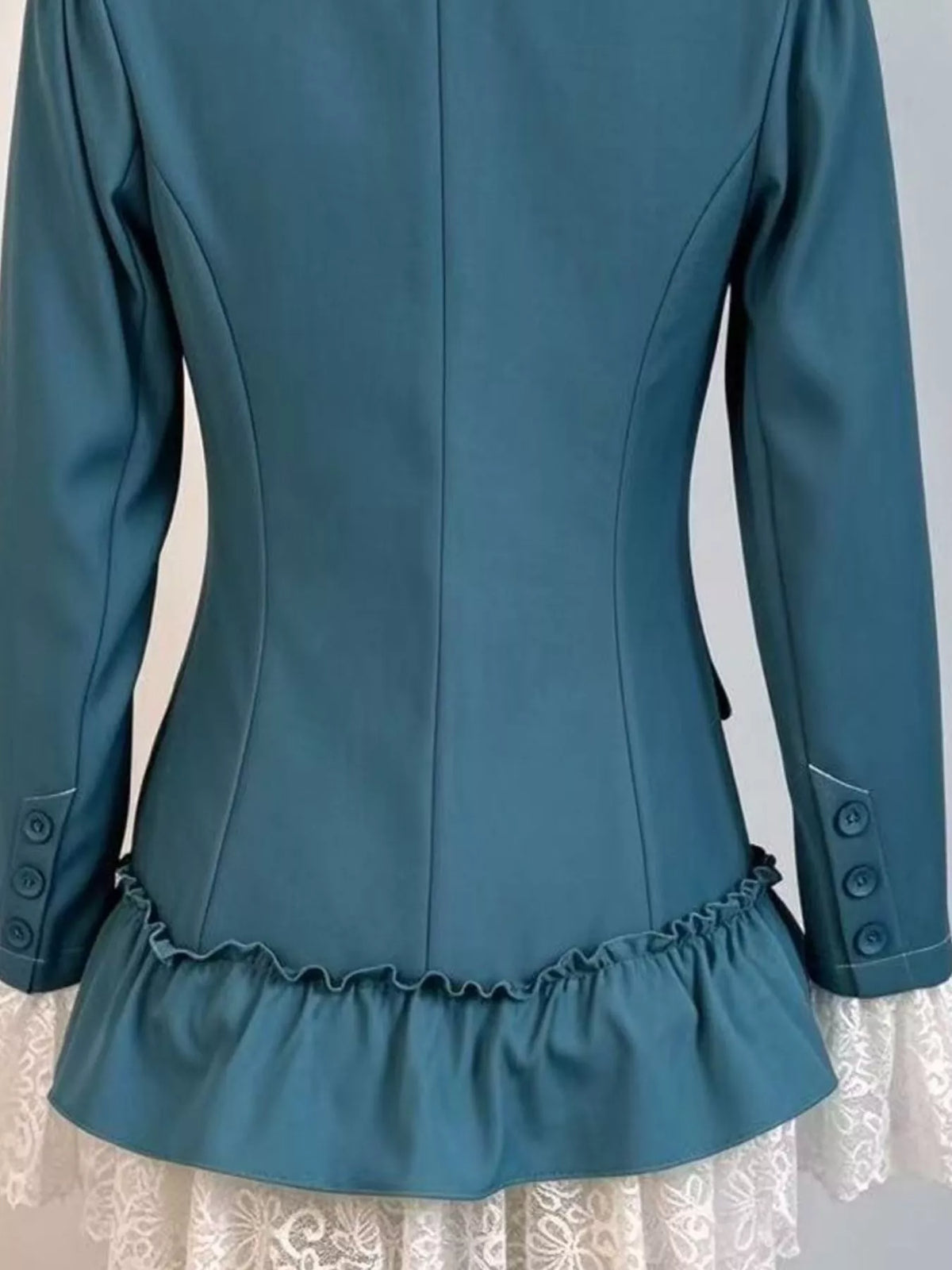 Collared long sleeve mini dress, back view