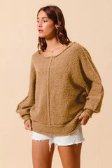 Trendsi SO ME Loose Fit Exposed Seam Slouchy Boucle Sweater -