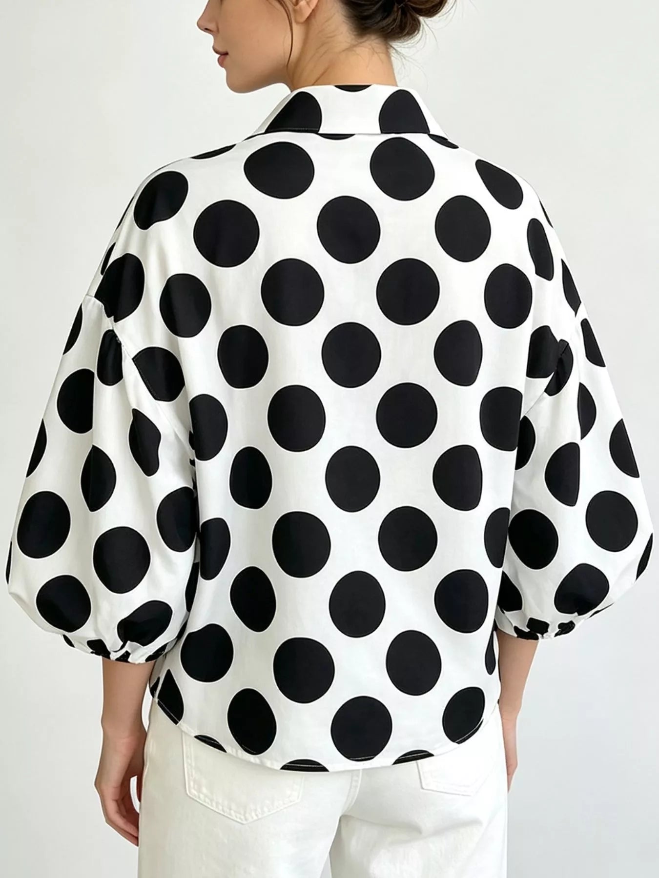 Trendsi Polka Dot Puff Sleeve Shirt -