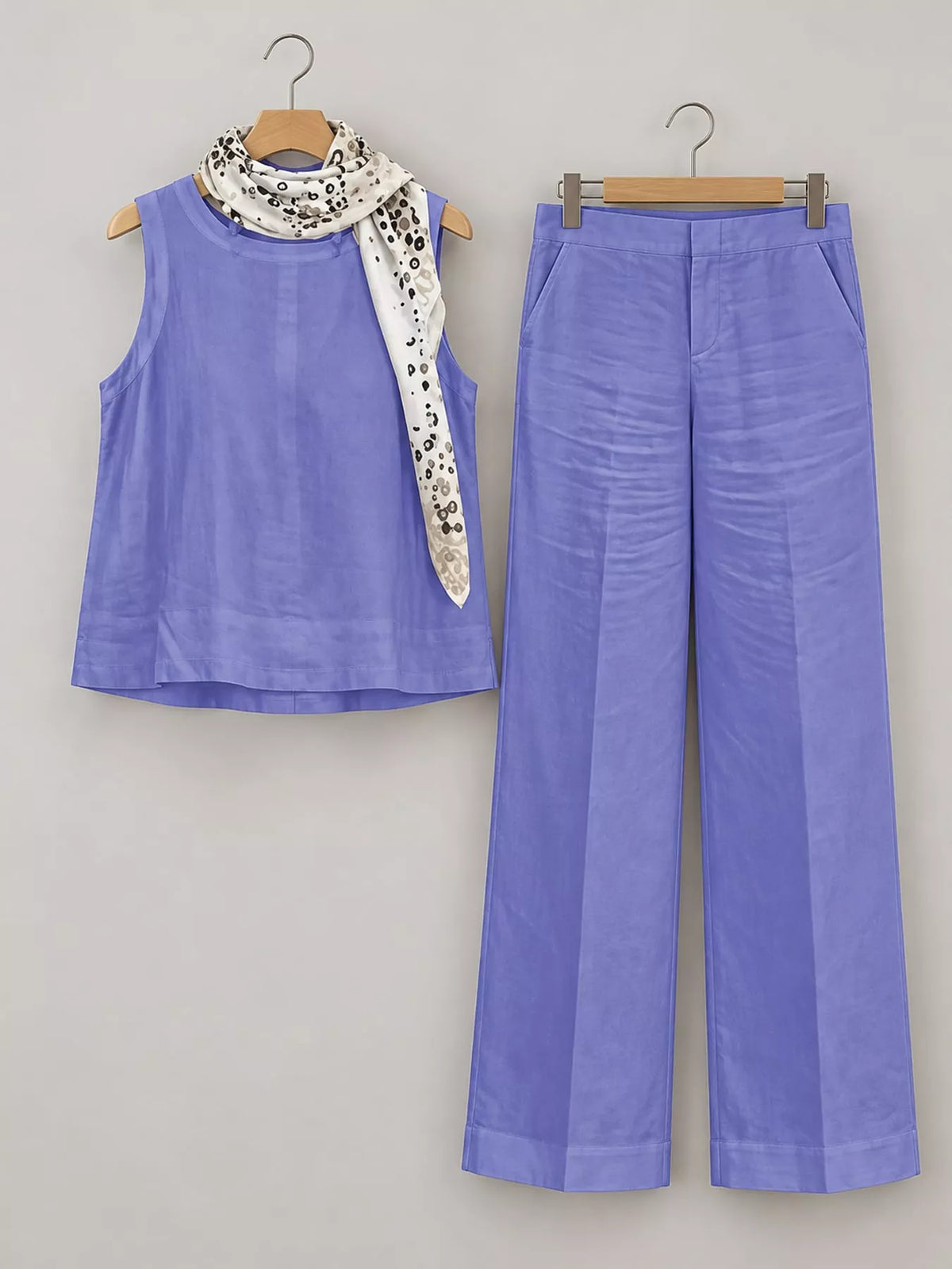 Sleeveless Top and Wide-Leg Pants Set — garment front