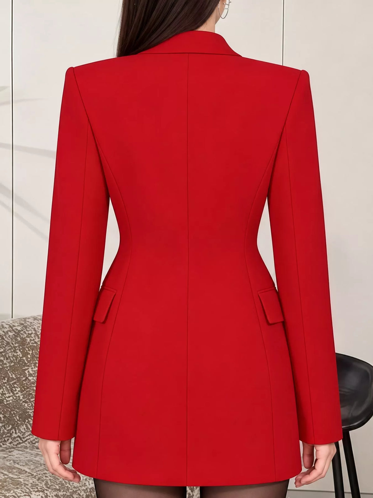 Double-breasted blazer, red back