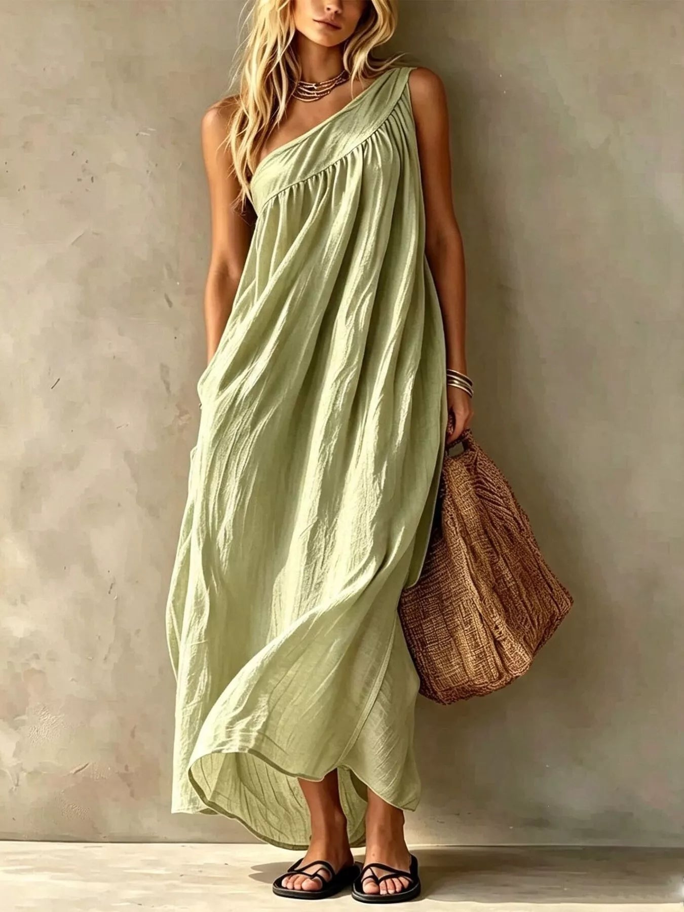 Trendsi Full Size One-Shoulder Maxi Dress Plus Size -