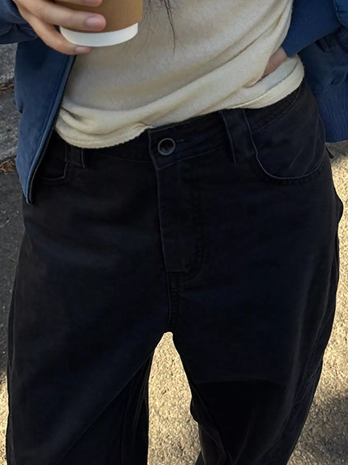 Cargo Wide-Leg Pants, detail view in black