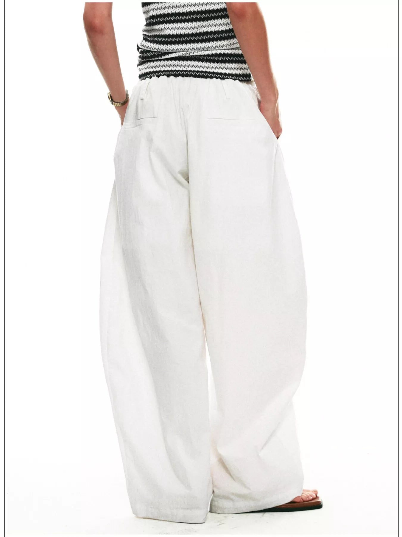 Drawstring wide-leg pants