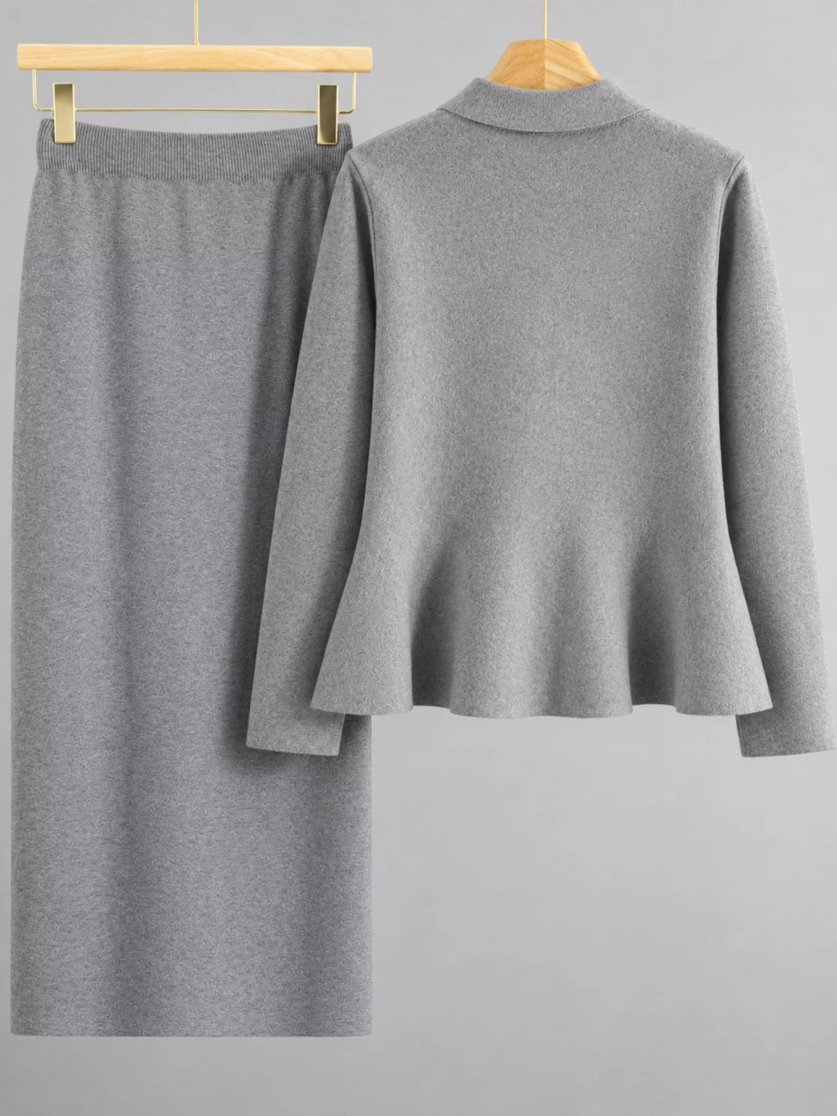 Cardigan and skirt set, back view