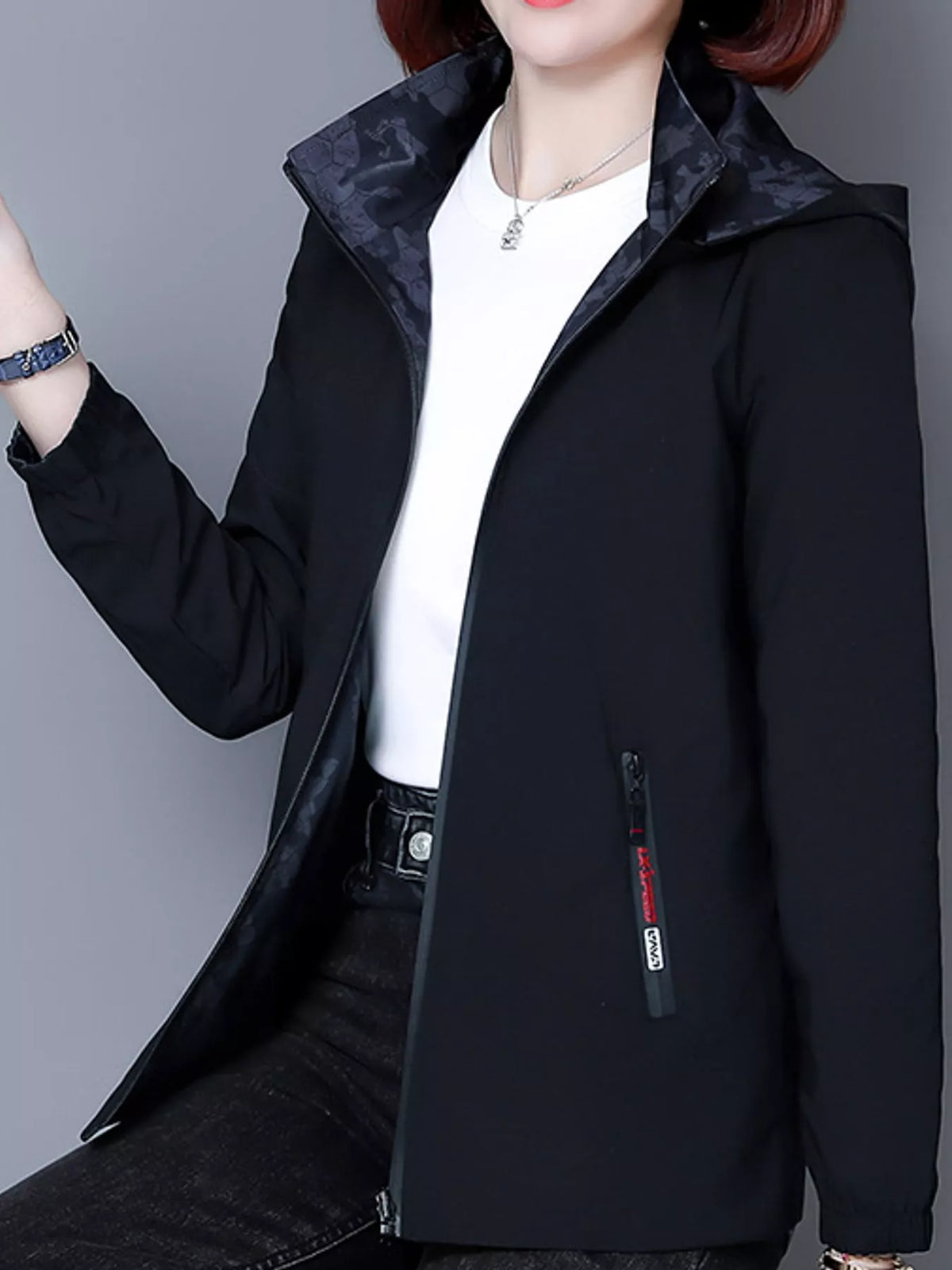 Zip-Up Hooded Jacket — front view