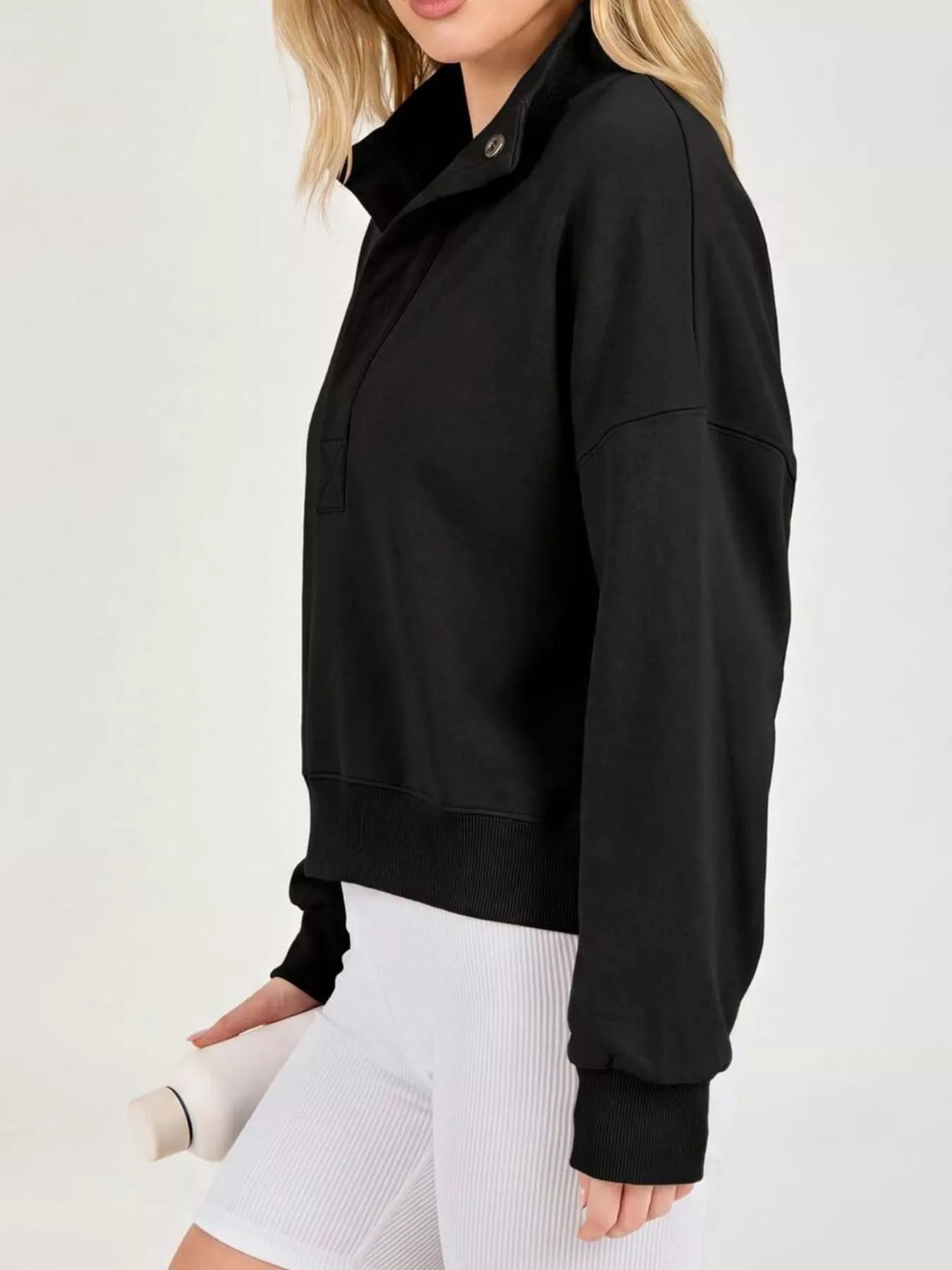 Trendsi Half Snap Dropped Shoulder Sweatshirt -