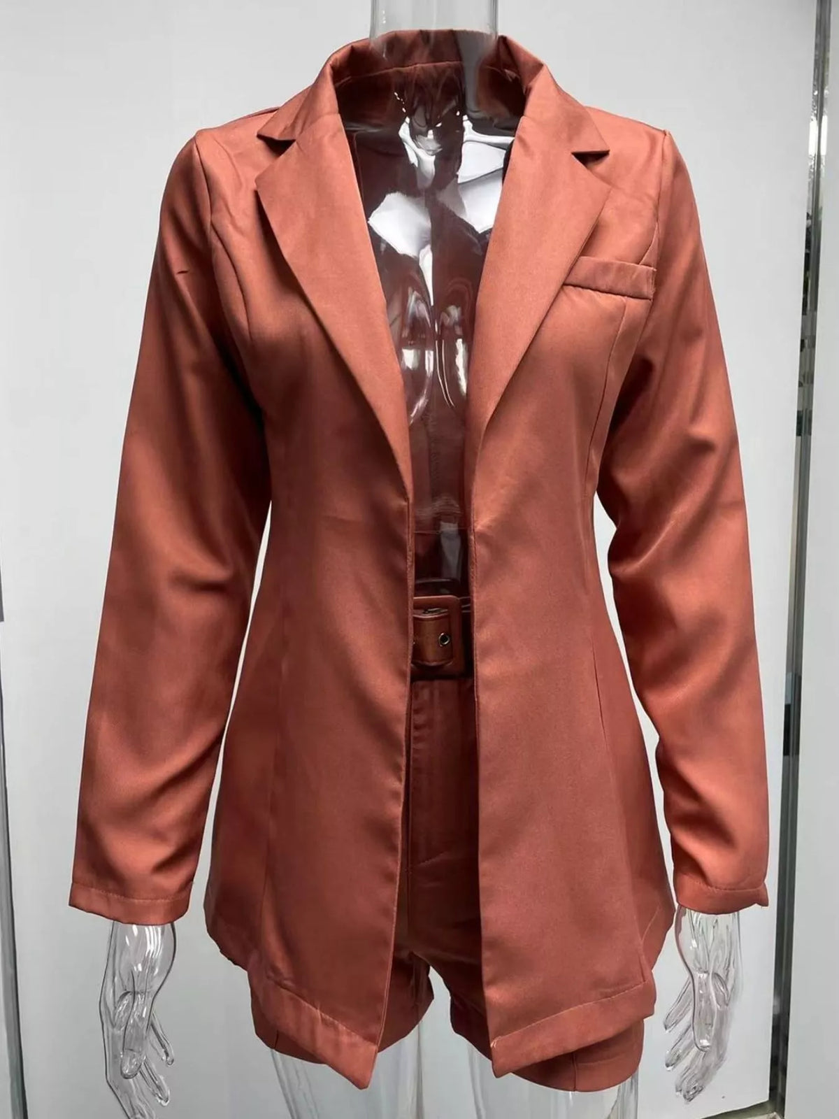 Collared long sleeve outfit set, product view