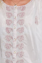 Trendsi POL Embroidered Gathered Shoulder Long Sleeve Shirt -