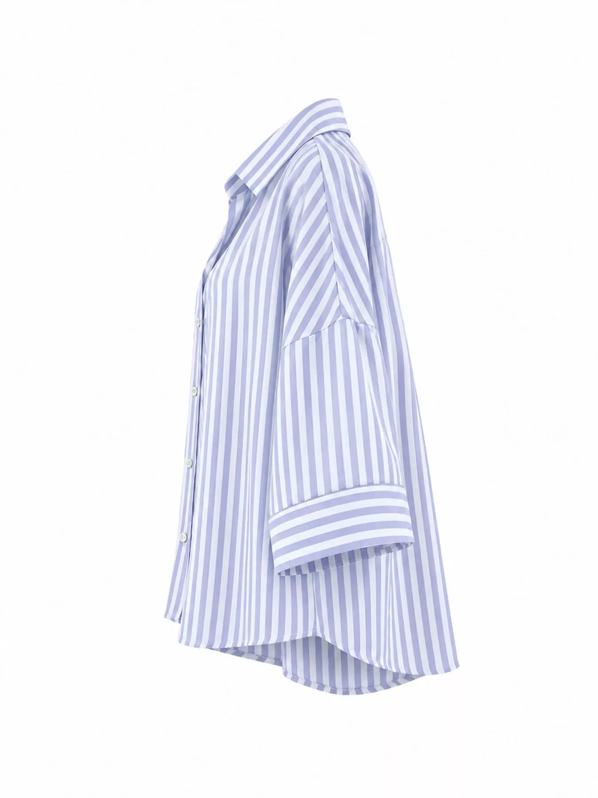 Blue Stripes button-up three-quarter sleeve shirt
