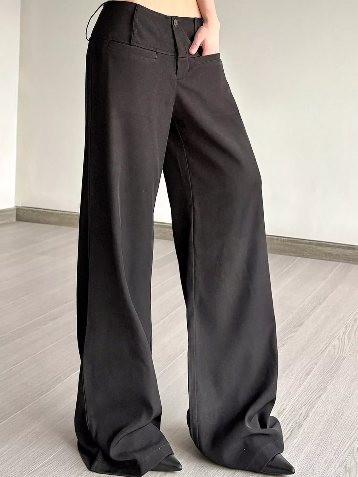 Flared pants, gray front