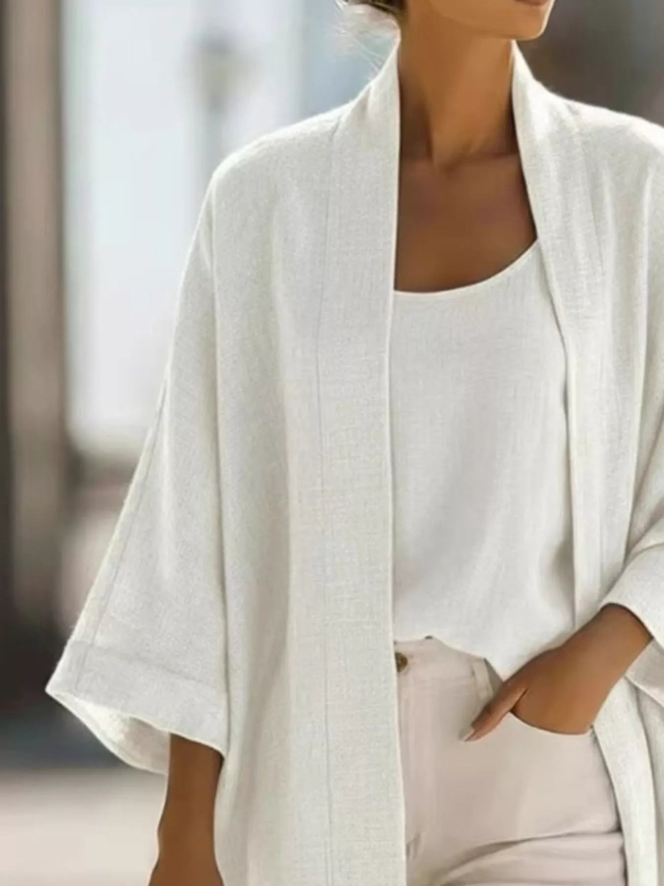 Trendsi Full Size Open-Front Cardigan and Matching Tank Top Set Plus Size -