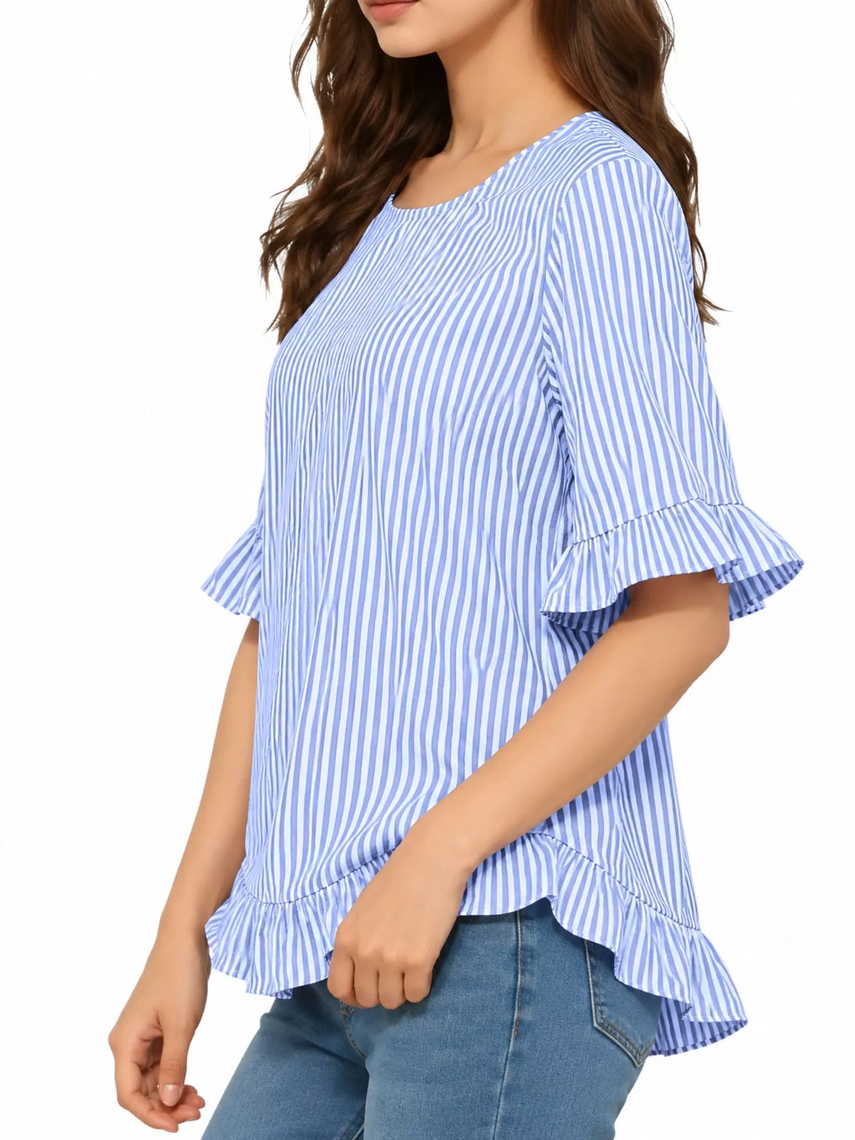 Ruffle Hem Short Sleeve Blouse — side view
