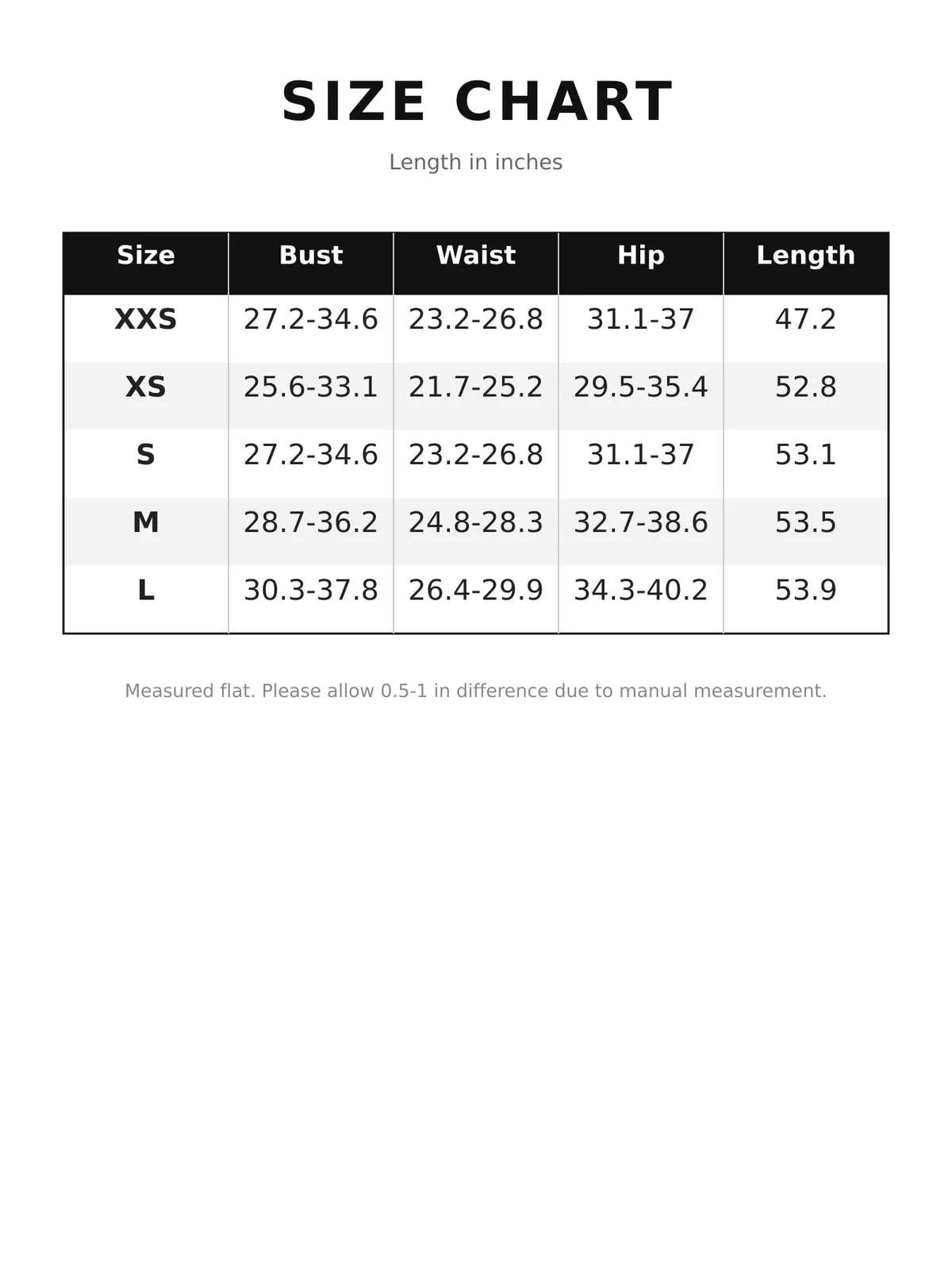 Size chart for women's bodycon spaghetti strap maxi dress