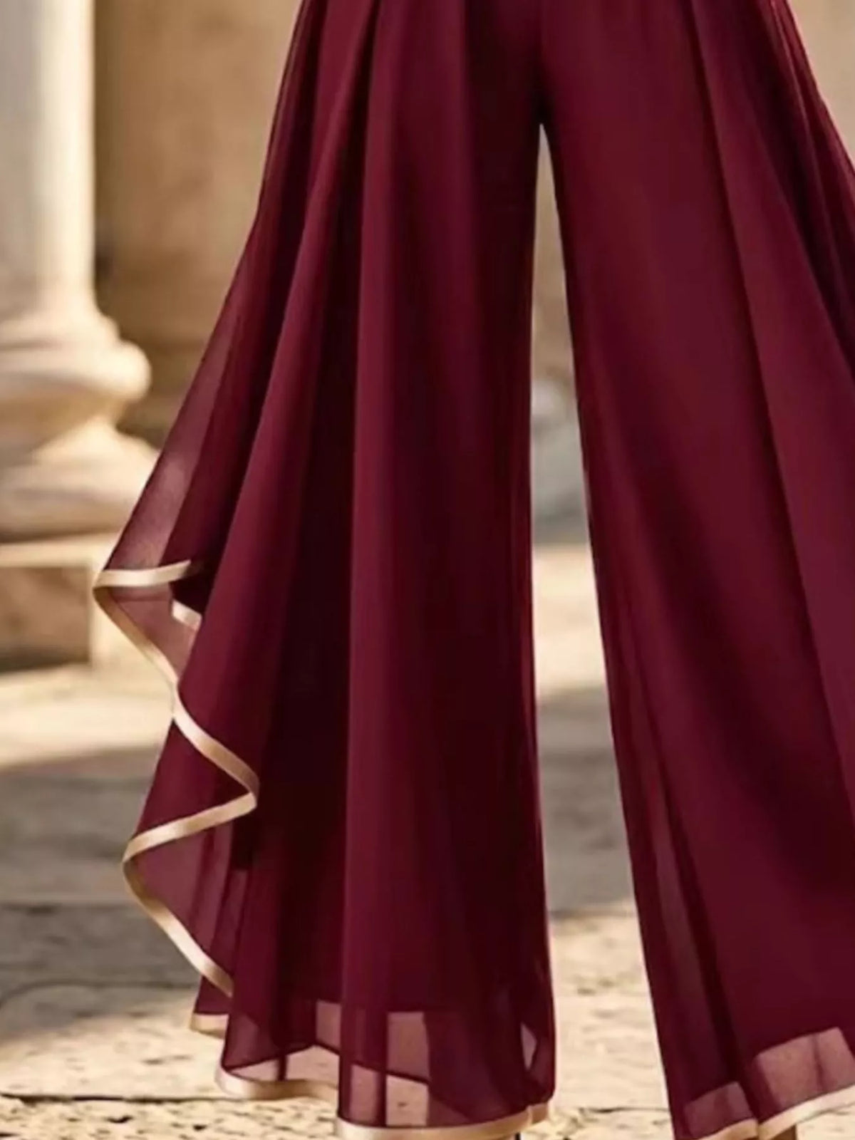 Trendsi Full Size High-Waisted Chiffon Wide-Leg Pants Plus Size -
