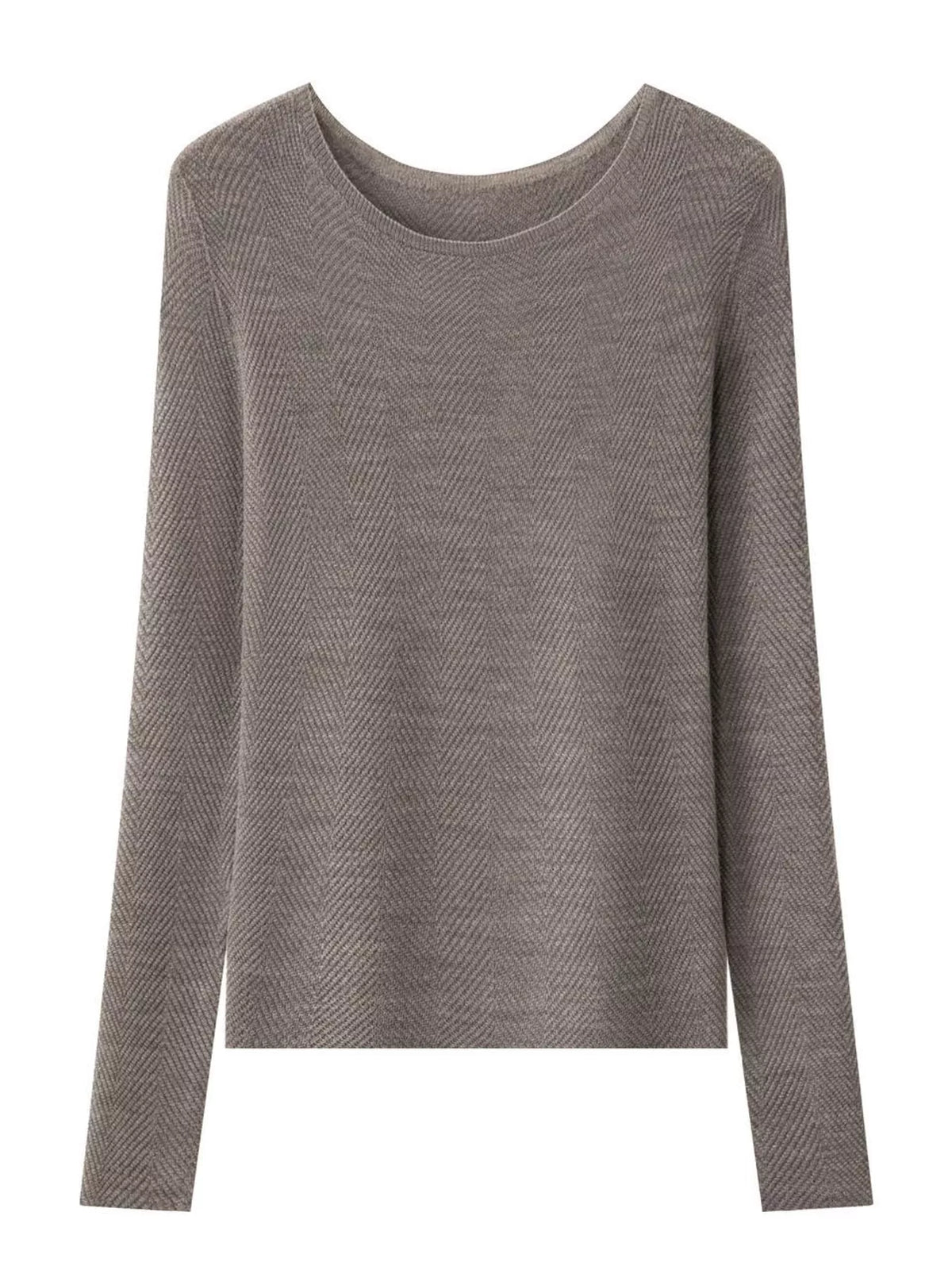 Brown herringbone knit sweater