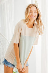 Trendsi Heimish Full Size Contrast Round Neck Short Sleeve T-Shirt Plus Size -