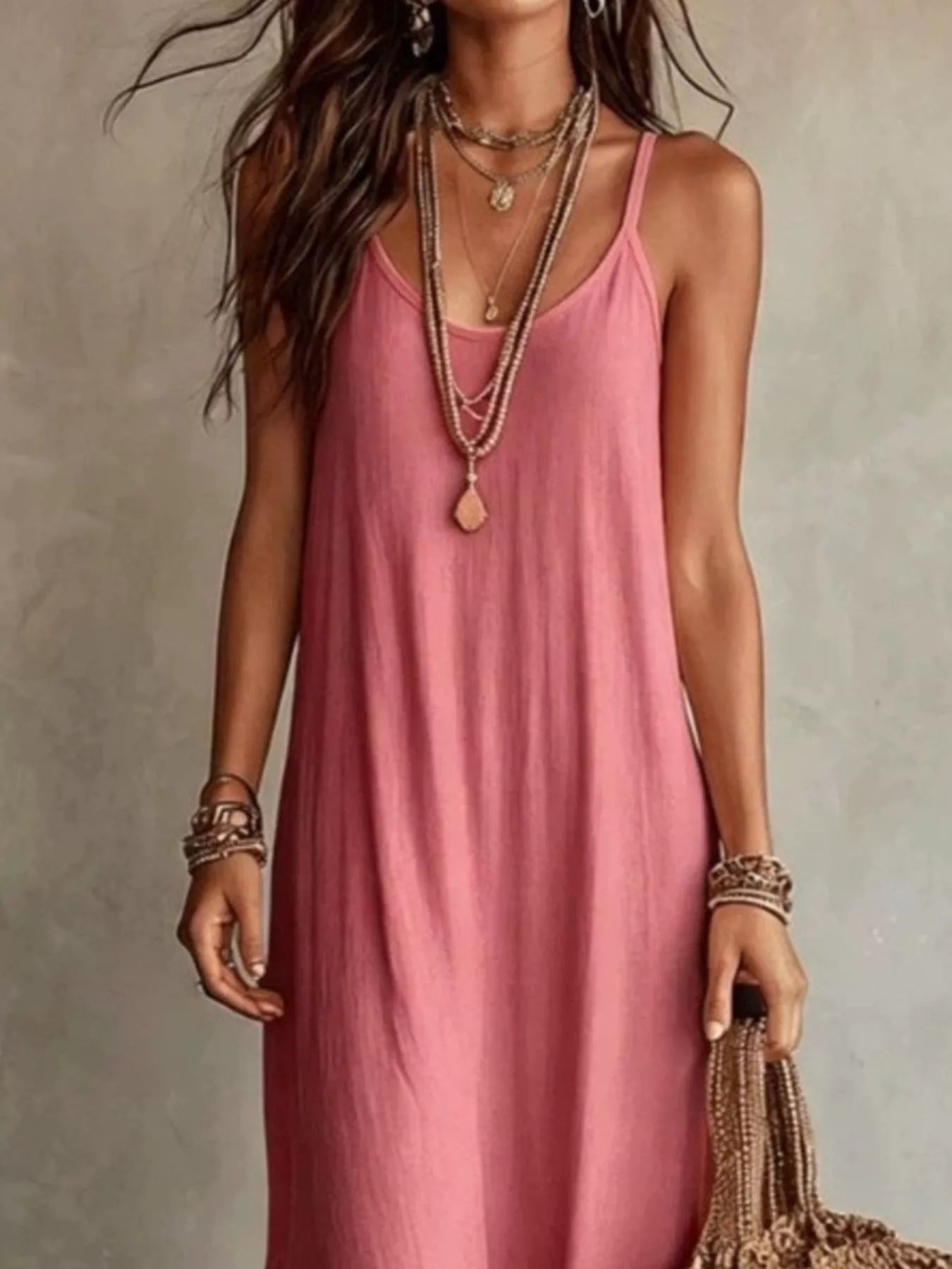 Trendsi Full Size Scoop Neck Spaghetti Strap Maxi Dress Plus Size -