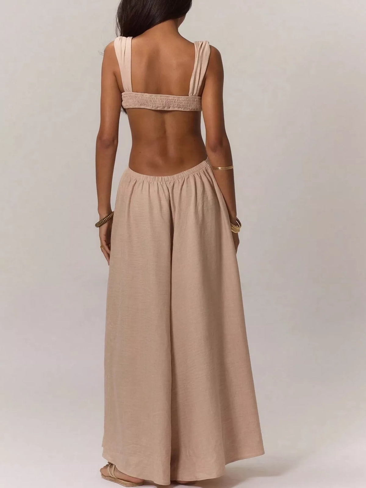 Cutout jumpsuit, beige back