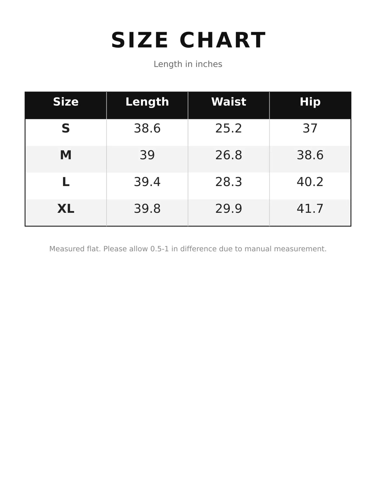 High-Waisted Wide-Leg Cargo Jeans — size and measurement chart