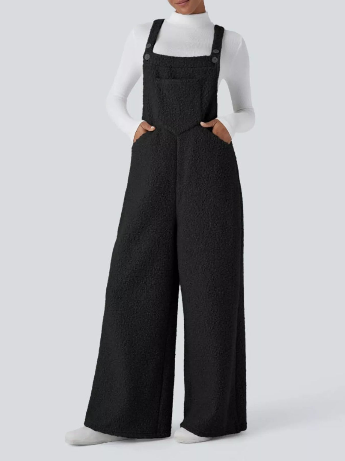 Top and overalls set, black and white set front