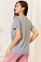 Trendsi Simply Love Heart Graphic Cuffed Short Sleeve T-Shirt - Shirts