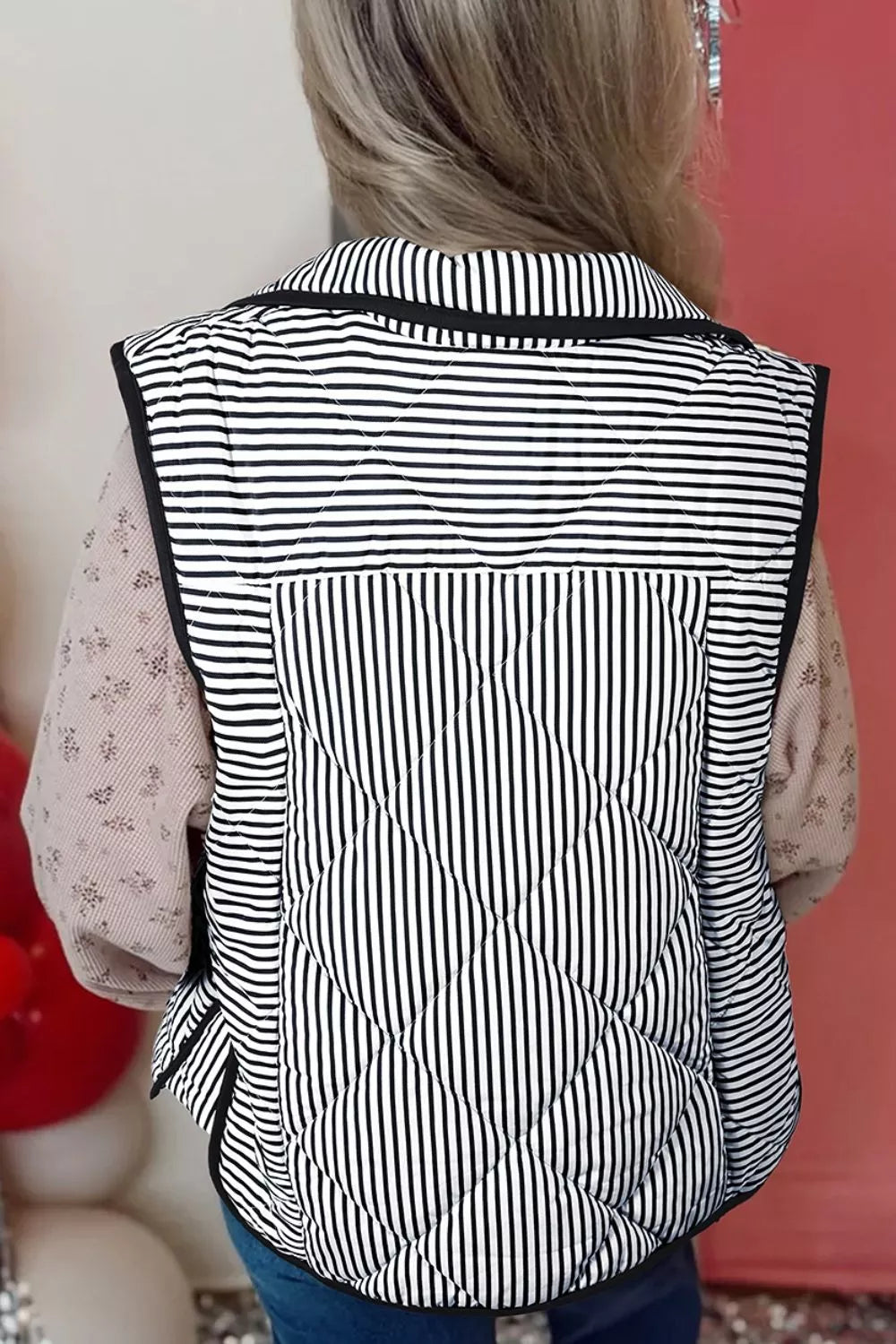 Trendsi Striped Quilted Vest Coat -