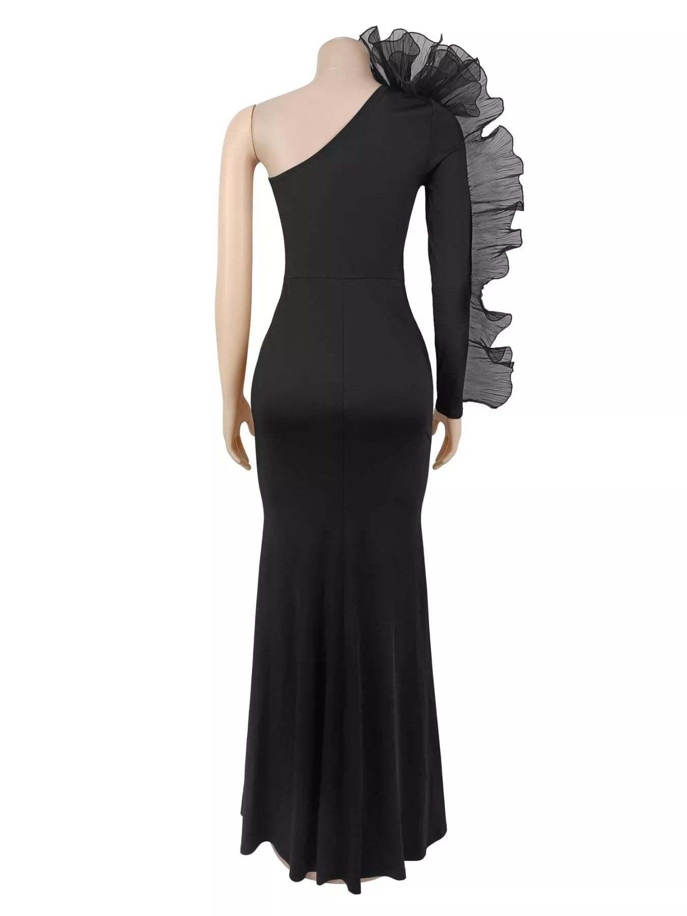 Trendsi One-Shoulder Ruffled Mermaid Evening Maxi Dress -