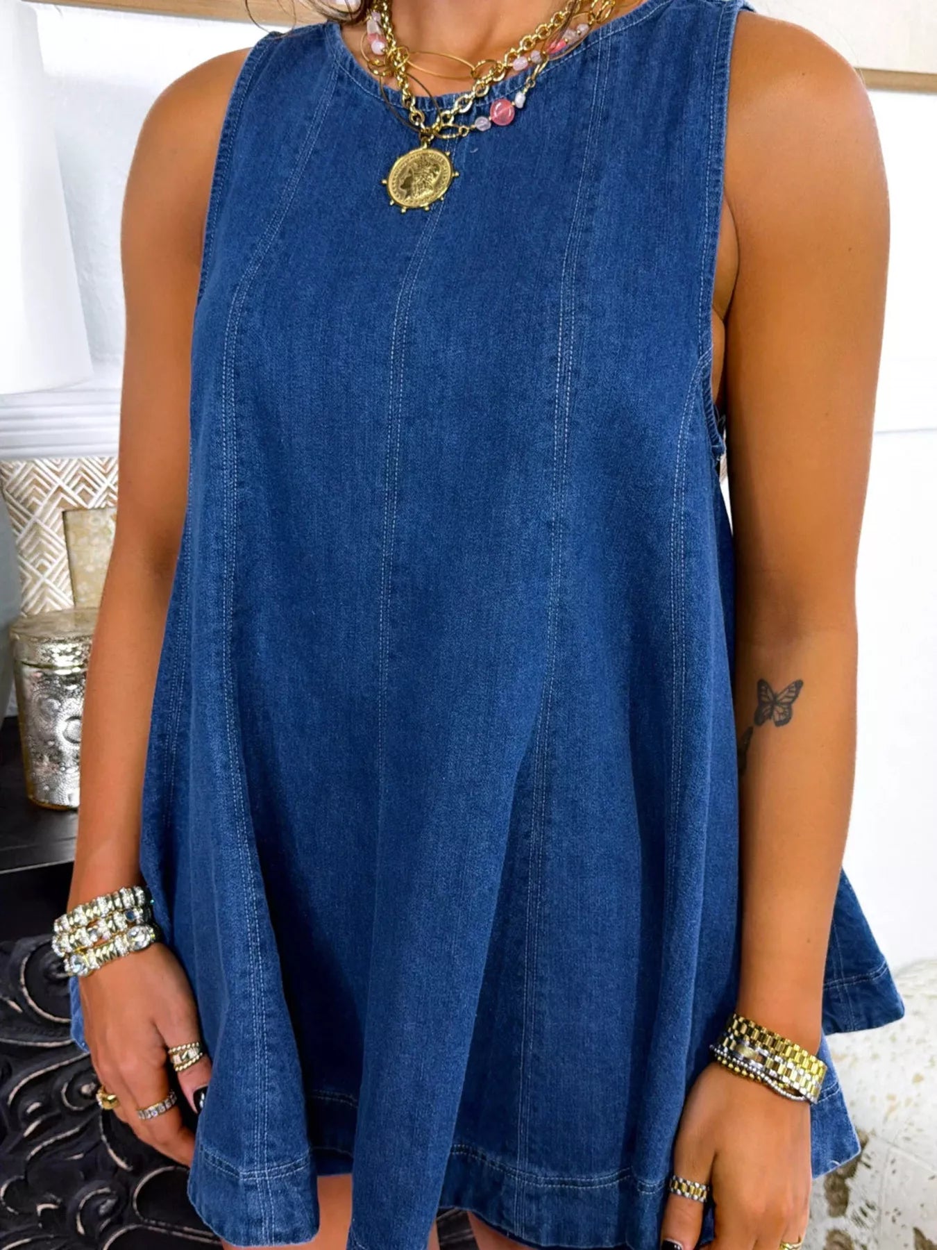 Trendsi Sleeveless Top and Shorts Denim Set -