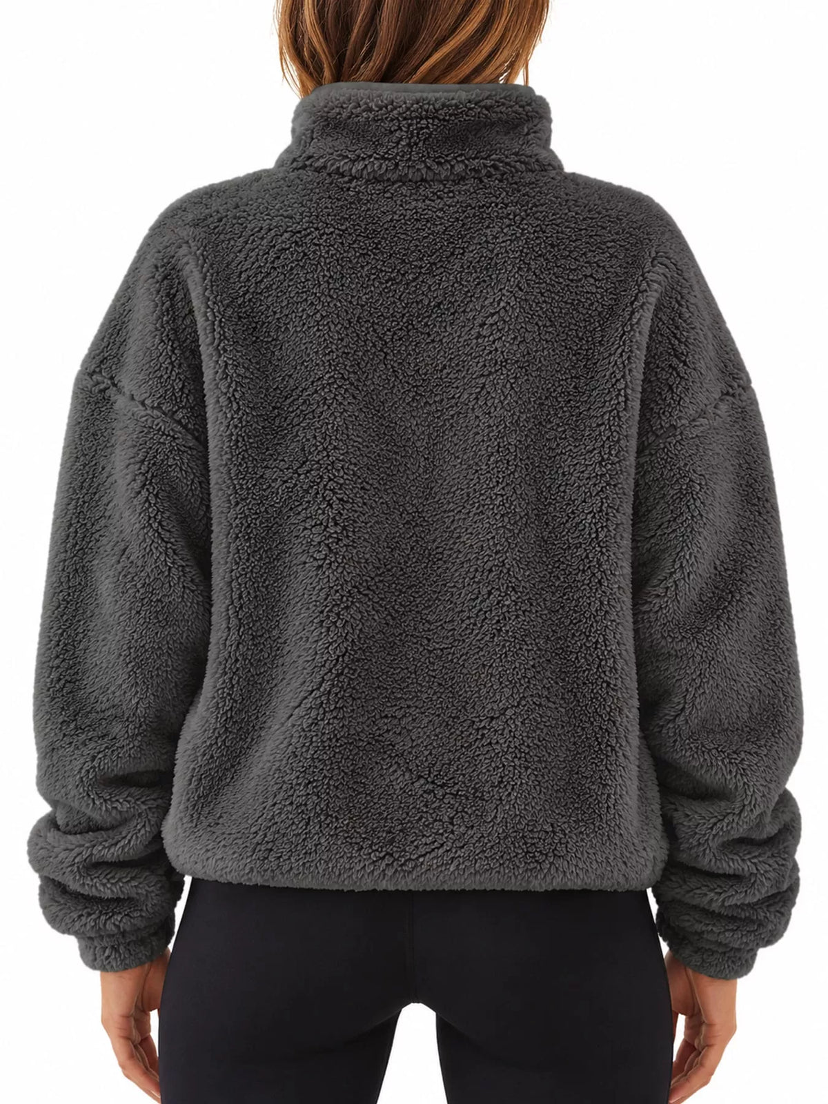 Sherpa quarter-zip sweatshirt, charcoal back