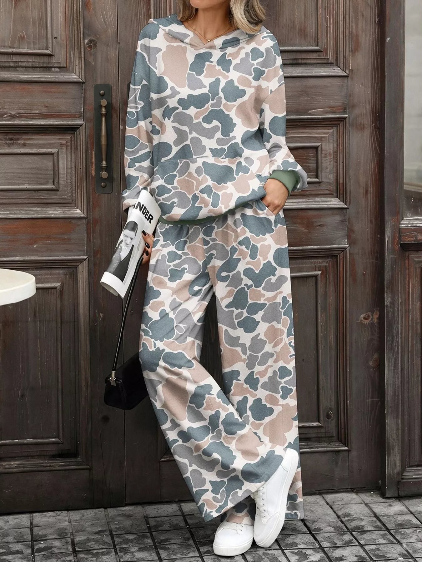 Trendsi Printed Long Sleeve Hoodie and Pants Set -