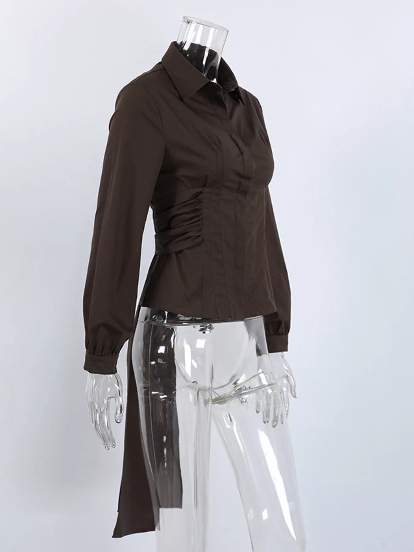 Trendsi Slim-Fit Ruched Waist Shirt -