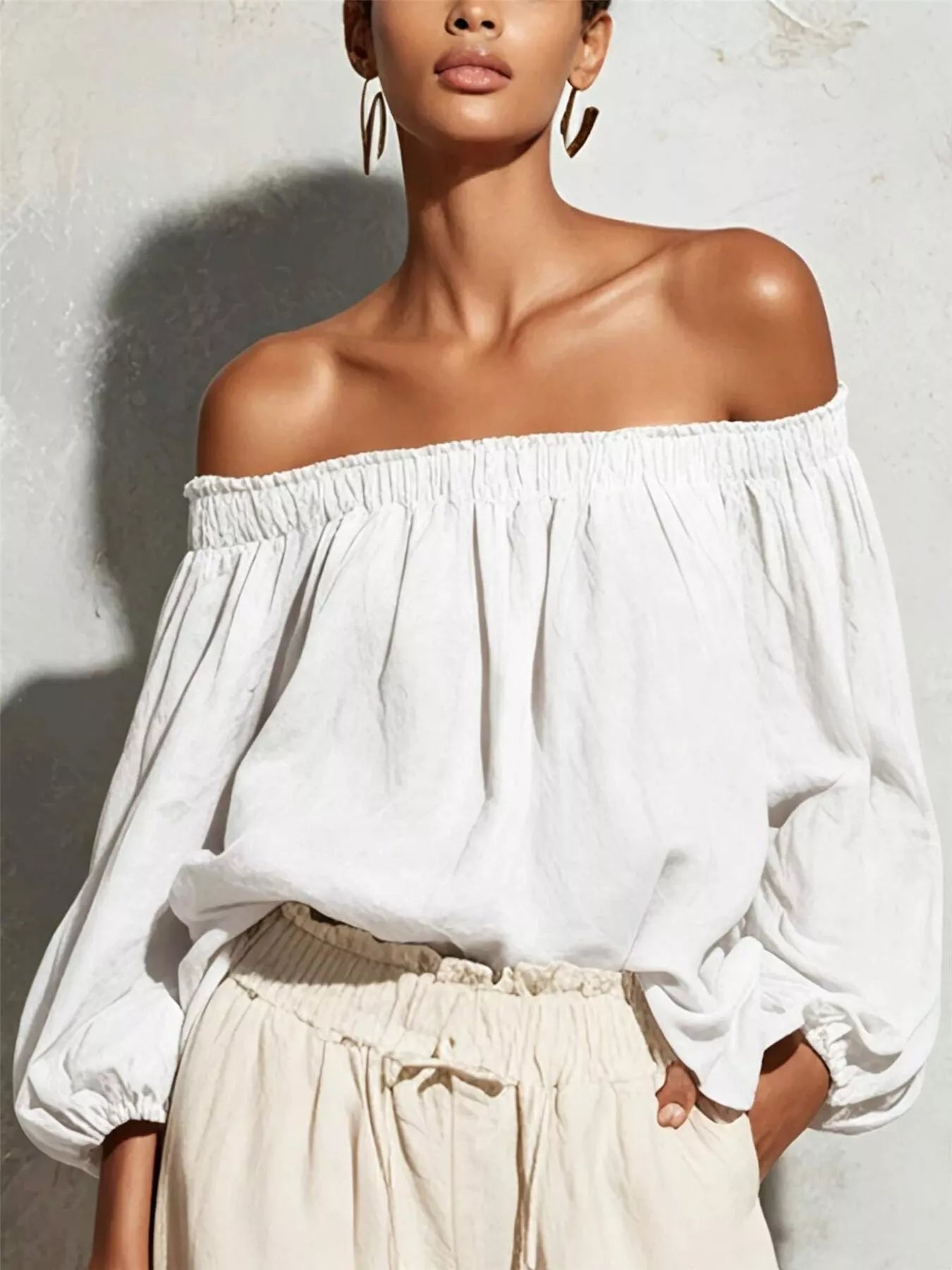 Trendsi Off-Shoulder Long Sleeve Blouse -