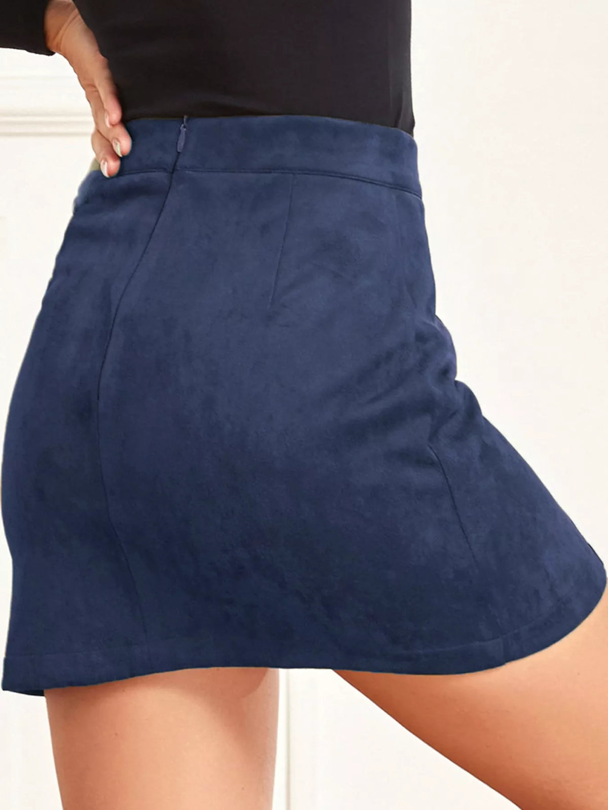 Zip-up mini skirt, navy back