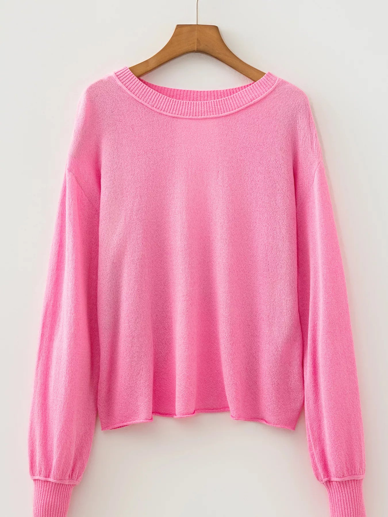 Drop-shoulder round-neck long sleeve backless sweater