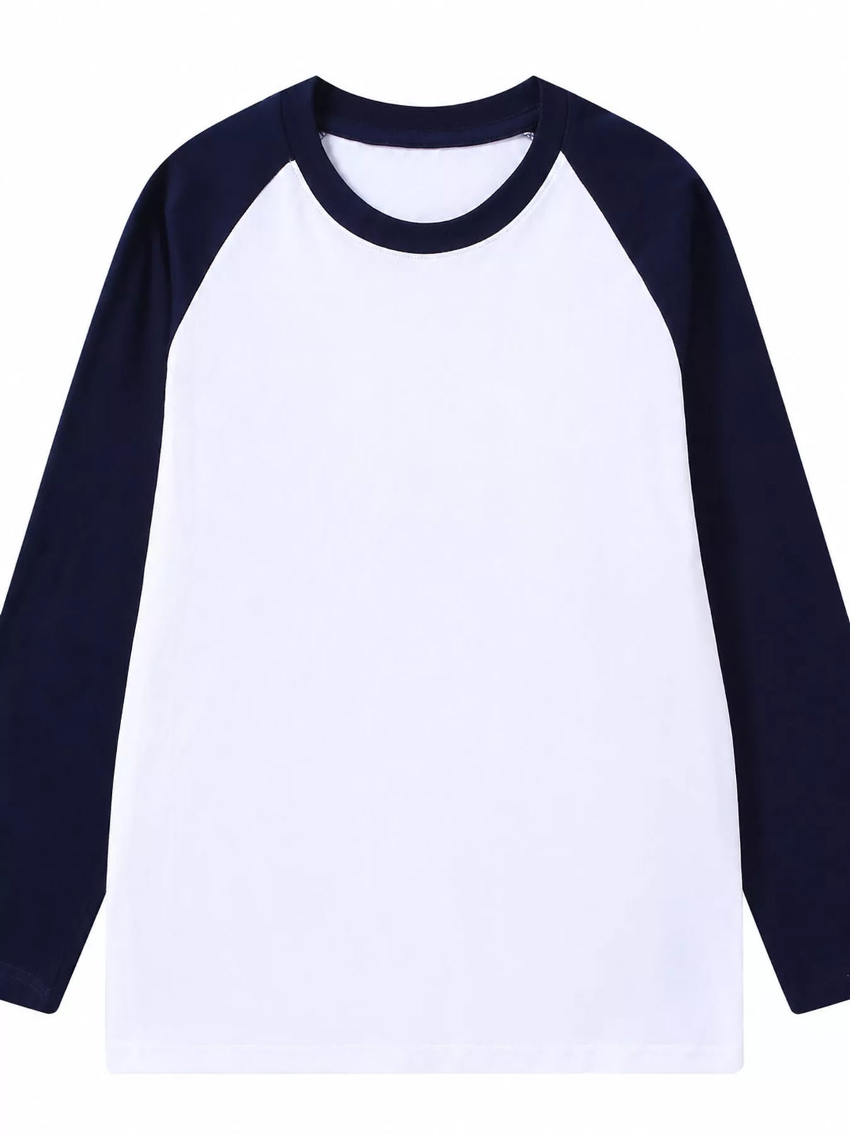 White And Navy contrast raglan long sleeve t-shirt